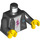 LEGO Black Minifig Torso with White Shirt, Pink Lightning Bolt, Leather Jacket and &#039;Tour&#039; with Skyline Pattern on Reverse (973)