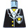 LEGO Black Minifig Torso without Arms with Police with White Zipper and Badge with Yellow Star and Light Gray Tie (973)