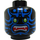 LEGO Black Minifigure Head with Blue Face and Open Mouth with Fangs (Recessed Solid Stud) (11829 / 13399)