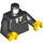 LEGO Sort Minifigur Torso med Dragt Jakke over hvid Skjorte med Sort Tie (73403 / 76382)