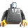 LEGO Black Minifigure Torso with Suit Jacket over White shirt with Black Tie (73403 / 76382)