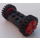 LEGO Zwart Narrow Tire 24 x 7 with Ridges Inside with Brick 2 x 4 Wheels Holder with Red Freestyle Wheels Assembly