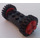 LEGO Black Narrow Tire 24 x 7 with Ridges Inside with Brick 2 x 4 Wheels Holder with Red Freestyle Wheels Assembly