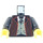 LEGO Black Pinstriped Suit Jacket, Silver Vest Silver, And Blue Tie Pattern with Black Arms and Yellow Hands (973)