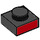 LEGO Schwarz Platte 1 x 1 mit rot Seite (3024 / 49116)