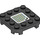 LEGO Black Plate 4 x 4 x 0.7 with Rounded Corners and Empty Middle with stripes with two arrows (66792 / 69814)