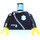 LEGO Black Police Torso with White Zipper and Badge with Black Arms and Yellow Hands (973)