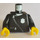 LEGO Sort Politi Torso med hvid Zipper og Badge med Sort Arme og Gul Hænder (973)