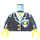 LEGO Black Police Torso with White Zipper and Badge with Yellow Star and Light Gray Tie with Black Arms and Black Hands (973)