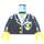 LEGO Nero Polizia Busto con Bianco Zipper e Distintivo con Giallo Stella e Chiaro Grigio Tie con Nero Braccia e Nero Mani (973)