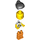 LEGO Schwarz Pferdeschwanz Haar, Gelb Blumen Torso, Orange Beine Minifigur