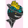 LEGO Schwarz Hai Kopf mit Fin mit Gelb Mit Stacheln versehen Haar
