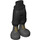 LEGO Black Minidoll Hip with Cropped Trousers with Pearl Dark Gray Boots and Gold Laces (Thick Hinge) (18353)