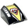 LEGO Zwart Helling 1 x 2 x 2 Gebogen met Coast Bewaker logo, Geel Background (30602)