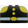 LEGO Black Slope Brick 2 x 4 x 2 Curved with white belt, yellow epaulettes and 2 yellow buttons (4744)