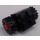 LEGO Black Small Tire with Offset Tread (without Band Around Center of Tread) with Brick 2 x 2 with Red Single Wheels
