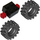 LEGO Černá Small Tire with Offset Tread (without Band Around Center of Tread) with Brick 2 x 2 with Red Single Wheels