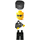 LEGO Zwart Suit, Blauw Sunglasses, Vlak Topped Haar minifiguur
