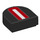 LEGO Black Tile 1 x 1 Half Oval with Red and White Lines (24246 / 49123)