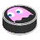 LEGO Zwart Tegel 1 x 1 Rond met Roze Pacman Spook (35380 / 103635)