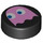 LEGO Black Tile 1 x 1 Round with Pink Pacman Ghost (35380 / 103635)