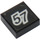LEGO Zwart Tegel 1 x 1 met &quot;57&quot; met Zilver Outline  Sticker met groef (3070)