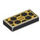 LEGO Schwarz Fliese 1 x 2 mit Gold Hexagons mit Nut (3069 / 105883)