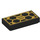 LEGO Noir Tuile 1 x 2 avec Gold Hexagons avec rainure (3069 / 105883)