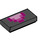 LEGO Black Tile 1 x 2 with Pixelated Pink and Magenta Tongue with Groove (3069 / 47130)