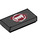 LEGO Black Tile 1 x 2 with White Fangs on Dark Red Background with Groove (3069 / 13110)