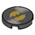 LEGO Svart Tile 2 x 2 Rund med Batman emblem vinyl med bunnknottholder (14769 / 36363)