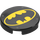 LEGO Svart Tile 2 x 2 Rund med Batman logo med bunnknottholder (14769)