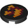 LEGO Black Tile 2 x 2 Round with Fire Charge Decoration with Bottom Stud Holder (37058 / 106305)