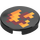 LEGO Black Tile 2 x 2 Round with Fire Charge Decoration with Bottom Stud Holder (37058 / 106305)