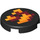 LEGO Black Tile 2 x 2 Round with Fire Charge Decoration with Bottom Stud Holder (37058 / 106305)