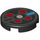 LEGO Black Tile 2 x 2 Round with Red Circles and Blue with Bottom Stud Holder (14769 / 39860)
