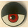 LEGO Black Tile 2 x 2 Round with Red eye on White, Pupil left Sticker with &quot;X&quot; Bottom (4150)