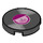 LEGO Black Tile 2 x 2 Round with Vinyl Record with Magenta Label with Bottom Stud Holder (14769 / 50520)