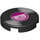 LEGO Black Tile 2 x 2 Round with Vinyl Record with Magenta Label with Bottom Stud Holder (14769 / 50520)