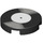 LEGO Black Tile 2 x 2 Round with Vinyl Record with White Label with Bottom Stud Holder (14769 / 37568)