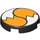 LEGO Schwarz Fliese 2 x 2 Runden mit Weiß und Orange Tails mit unterem Bolzenhalter (14769 / 104218)