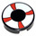 LEGO Black Tile 2 x 2 Round with White and Red Life Preserver with &quot;X&quot; Bottom (4150 / 56075)