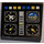 LEGO Black Tile 2 x 2 with Cockpit Panel with Blue, White and Yellow Buttons Sticker with Groove (3068)