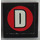 LEGO Black Tile 2 x 2 with &quot;D&quot; in Round Red Sticker with Groove (3068)
