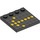 LEGO Black Tile 4 x 4 with Studs on Edge with Yellow Left Arrow Dots and Gray Dots (6179 / 21507)