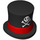 LEGO Black Top Hat with Upturned Brim with Red Ribbon, Medium Lavender Feather, White Skull and Bones (27149 / 102055)