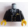 LEGO Black Town Torso Pilot Suit with 6 golden Buttons and Golden Airplane Logo (973)