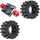 LEGO Black Vintage Axle Plate With Red Wheel Hub and Medium Offset Treaded Tyre