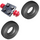 LEGO Black Vintage Axle Plate With Red Wheel Hub and Small Slick Tyre