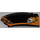 LEGO Zwart Wig Gebogen 3 x 8 x 2 Links met Schedel met Flames, Koplamp, Oranje Patroon Sticker (41750)